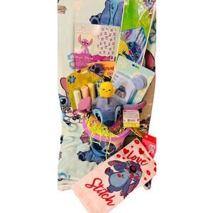 Stitch Sand Pail bundle 50 by 70 soft adorable throw , plush with baby chick